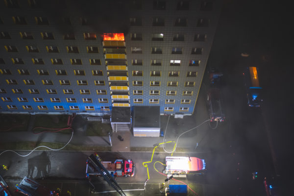Hochhausbrand Realbrandausbildung Feuerwehr Gera